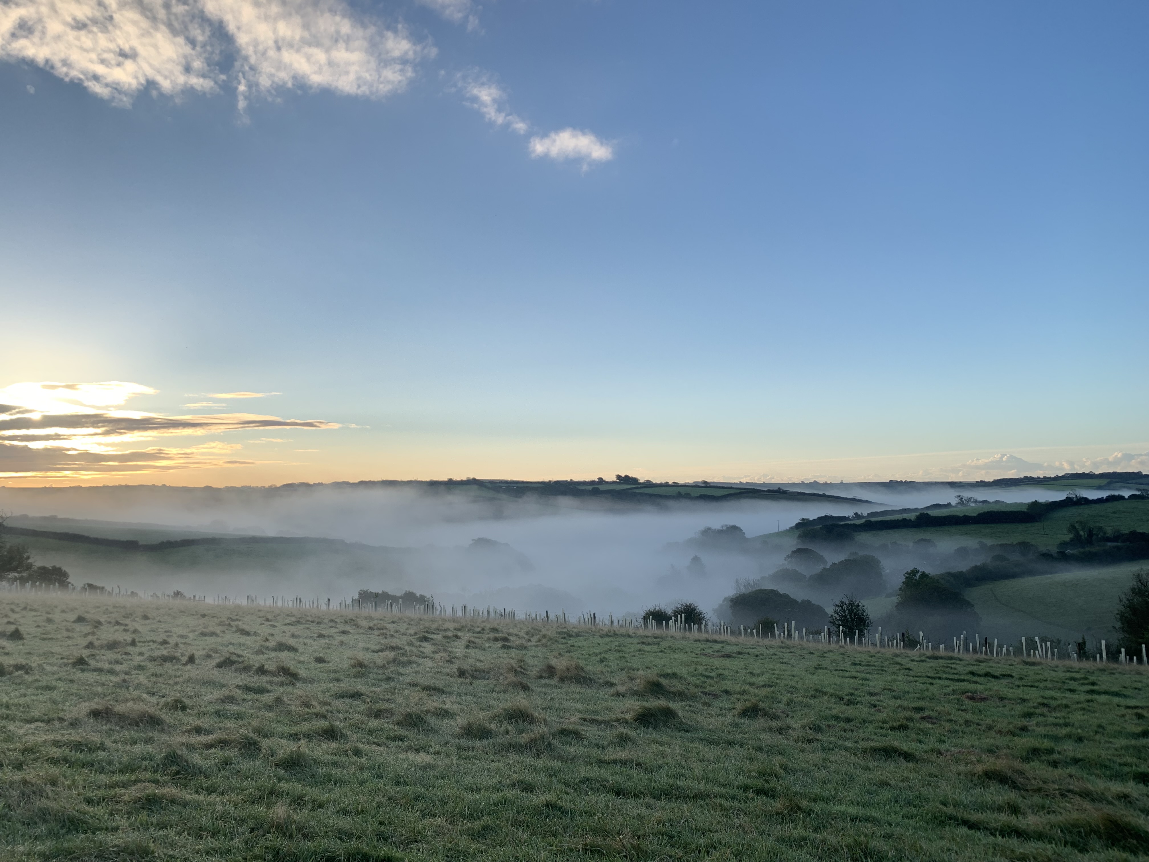 Mist over the Devon hills
